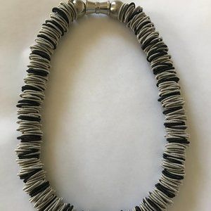 Sea Lily Piano Wire Necklace in Black and Silver
